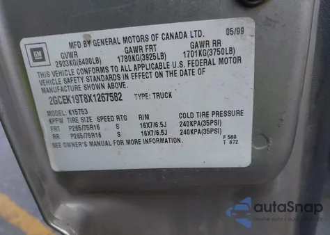 2001 Chevrolet Silverado 1500 Ls from USA, damaged, VIN 2GCEK19T311346536